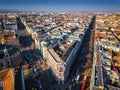 Budapest, Hungary - Aerial panoramic skyline of Budapest with Andrassy street and BajcsyÃ¢â¬âZsilinszky street